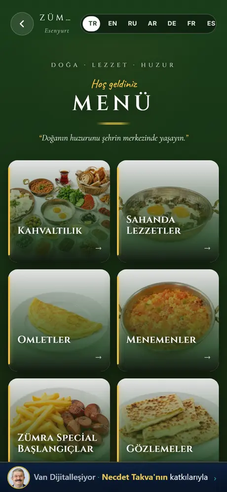 Zümra Garden menüsü