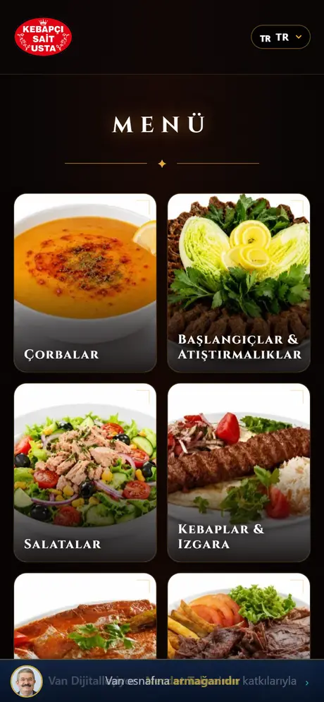 Kebapçı Sait Usta menüsü
